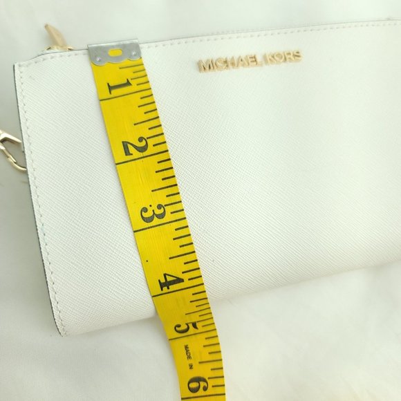 Michael Kors Womens Ivory White Leather Detachable Strap Wristlet Wallet - Picture 8 of 14